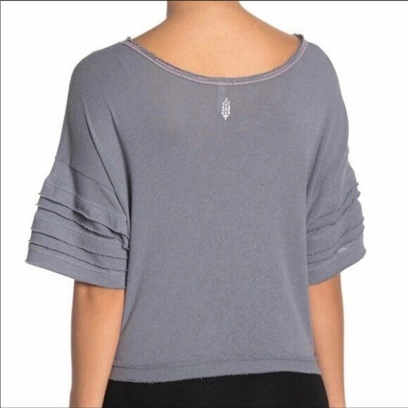 Free people Energy Love Light Gray stitched tee - Picture 2 of 5